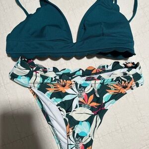 Floral Teal Bikini Set